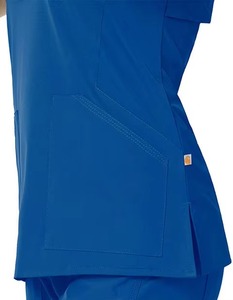 Women V Neck <b>Scrub</b> <b>Top</b> Black Polyester Woven with Pockets for Hospital Uniforms - Product Image 4