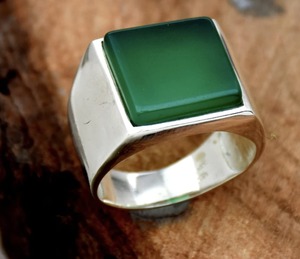 925 Sterling Silver Green Onyx <b>Ring</b> Natural Gemstone Statement <b>Ring</b> Handmade Fine Jewelry for Women <b>Men</b> Wholesale - Product Image 1