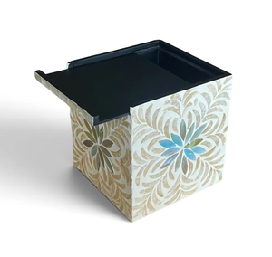 Caja de pañuelos de bambú hecha a mano con mosaico floral cuadrado, decoración moderna y contemporánea para el hogar - Product Image 5