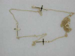 Collar con tres cruces de circonita natural, plata de ley 925, chapado en oro de 14 quilates, joyería fina, regalo para mujer - Product Image 4