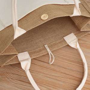 Jute Tote <b>Bag</b> Natural Fiber Unisex Two Handle Open Closure <b>Large</b> Capacity Durable Lightweight Shopping Carry <b>Bag</b> Travel Outdoor - Product Image 4