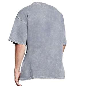 Camiseta de hombre estilo urbano, 100% algodón, 220g por metro cuadrado, corte ajustado, costura de una sola aguja, lavado ácido vintage, efecto desgastado por el sol. - Product Image 4