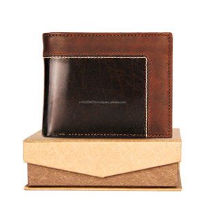 Trendy Men's Minimalist RFID Bifold Leather <b>Wallet</b> Open Closure Short Length Geometric Polyester Custom Logo Open Closure Short - Product Image 2