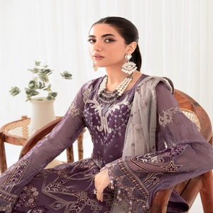 Women's Embroidered Chiffon Three-Piece Punjabi Suits Ramsha Vol R-10 Long Maxi Frock <b>Eid</b> <b>Dresses</b> Heavy Party Wear for Indian - Product Image 5