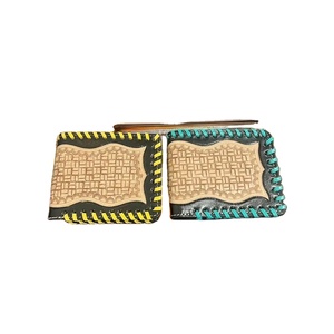 Cartera corta de cuero de vaca para hombre con detalles occidentales, forro de nailon hecho a mano, característica RFID, calidad, Exportación al por mayor - Product Image 1