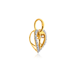 Pendentif élégant en forme de double cœur, taille ronde, pierre de laboratoire, avec pierre solitaire centrale et motif cœur étincelant pour femme - Product Image 2