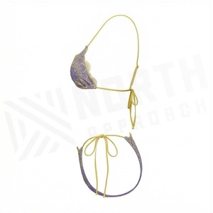 Animal Print Halter Neck <b>Bikini</b> <b>Set</b> with Gold Trim Triangle Bra and <b>Skirt</b> Bottoms Women's Swimwear Front Logo - Product Image 3