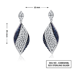 2.30 Cttw Round Cut Natural White & Blue Diamond Drop Dangle <b>Earrings</b> for Womens in 925 Sterling Silver, Prong Set Screw <b>Back</b> - Product Image 3