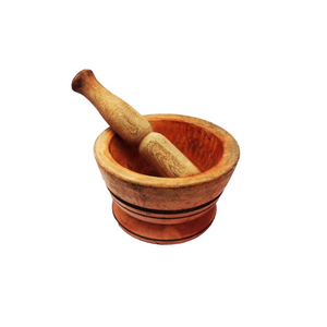 Mortier et pilon en bois de coco pour herbes médicinales – Moulin à épices traditionnel, compatible lave-vaisselle - Product Image 1