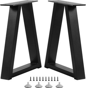 Black Steel A-Frame Furniture Legs for Table Industrial Design Heavy Duty Living Room Use with Screws and Glides - Product Image 1