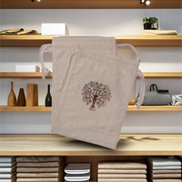 Sac à chaussures en coton beige naturel avec imprimé dessiné à la main motif étoile, 100 % tissu lavé, absorbant l'humidité, anti-odeur et anti-poussière
