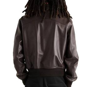 OEM Customized Outdoor Vintage Smooth Monochrome Waterproof <b>Men</b> <b>Leather</b> <b>Jacket</b> - Product Image 4