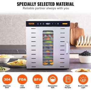 1000W Electric Food <b>Dehydrator</b> <b>Machine</b> with Digital Adjustable Timer Temperature 10 Stainless Steel Trays for Dryer Foods - Product Image 5