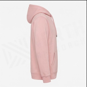Sweat-shirt à capuche unisexe rose, coupe classique, en molleton de coton, décontracté, automne, avec poche - Product Image 1