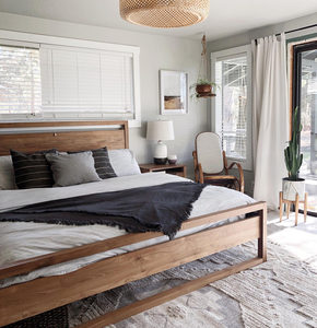 Modern Wooden <b>Platform</b> <b>Bed</b> <b>Frame</b> with Headboard – Minimalist Solid Wood Bedroom Furniture | Pindel Handicraft - Product Image 6