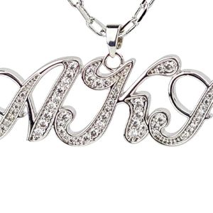 Silver Script Letter Pendant <b>Necklace</b> with Crystal Detail Fine Chain Elegant <b>Statement</b> Women Fashion Jewelry Everyday Party - Product Image 5