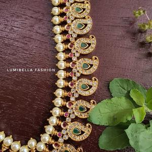 Fine Jewelry Set 1 Gram 24K Gold Plated Necklace & Earrings with Pearls - Product Image 4