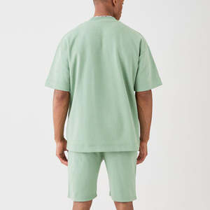 Ensemble chemise et short 2 pièces surdimensionné pour homme, 100 % coton, personnalisable avec logo, séchage rapide, écologique et respirant – Vente en gros pour l'été - Product Image 2