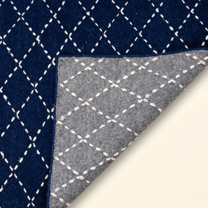 DECORDEC Tapis en laine fait main bleu marine et ivoire à motif losanges, antidérapant, écologique, géométrique moderne pour salon - Product Image 5