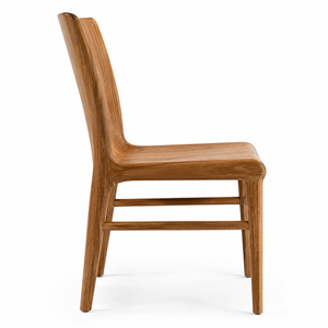 Silla de Comedor Contemporánea de Madera de Teca Sólida con Respaldo Ergonómico para Hogar, Oficina, Villa, Hotel y Parque - Product Image 2