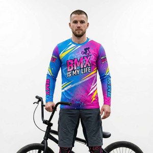 Maillot de cyclisme BMX personnalisé, vêtements de sport respirants de haute qualité, unisexe, séchage rapide, extensible, manches longues, 180g, toutes saisons - Product Image 1