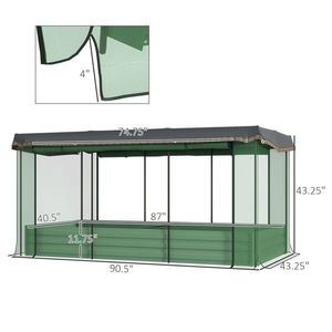 Jardinera Elevada Verde de 90.5'' de Ancho x 43.25'' de Profundidad x 43.25'' de Altura con Jaula para Cultivos Integrada y Malla de Sombra - Product Image 4