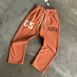 Pantalones Deportivos Naranja con Logotipo Personalizado para Hombre, Cintura Elástica con Cordón, Pantalones Casuales de Algodón para Calle, Otoño, Peso Medio, Transpirables - Product Image 1