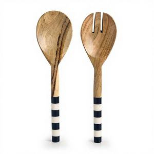 Ustensiles de cuisine en bois d'acacia bleu écologique de haute qualité, cuillère à salade, spatule, résistants au lave-vaisselle, accessoires de cuisine de qualité alimentaire - Product Image 5