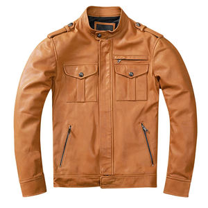 Vestes en cuir 100% cuir véritable à manches longues style streetwear / Vestes en cuir pour hommes de qualité supérieure - Product Image 1