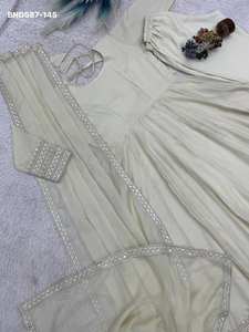 Robe de fête en organza tabby de qualité supérieure avec broderies et sequins, ensemble jupe et dupatta, exportateur de mode féminine - Product Image 4