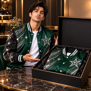 Chaqueta Varsity de Manga Larga con Cuello Alto para Hombre, de Lana y Lona para Invierno, Venta al Por Mayor a Bajo Precio, Fabricantes con OEM - Product Image 5