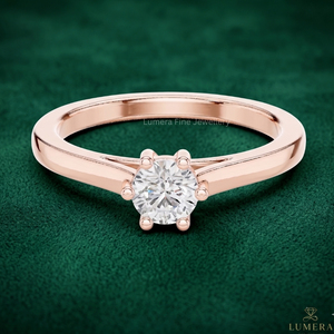 Anillo de Compromiso con Diamante Solitario de Corte Redondo Certificado por IGI, Oro Rosa de 9K, 10K, 14K, 18K, Anillo de Novia Clásico para Mujer - Product Image 1