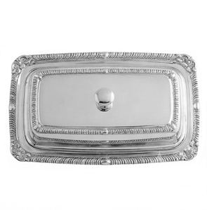 Beurrier en argent avec couvercle, design classique, hermétique pour une conservation optimale, en métal poli fait main, vaisselle de table pour cuisine et fêtes - Product Image 4