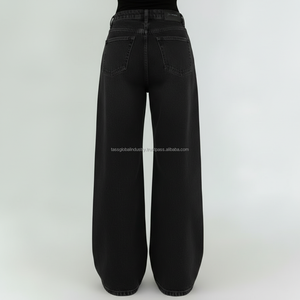 Pantalon à jambes courbes, coupe ample, jambe large, effet usé, personnalisable, OEM, vente en gros - Product Image 5
