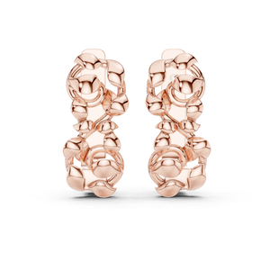 Boucles d'oreilles créoles Bali classiques en argent sterling 925 plaqué or rose 18 carats, bijoux minimalistes de luxe pour tous les jours, pour femmes - Product Image 1