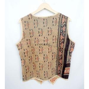 Handmade Traditional Vintage <b>Kantha</b> Vest <b>Jacket</b> Knitted 100% Pure Cotton Open Design Breathable Eco-Friendly Quick Dry - Product Image 6