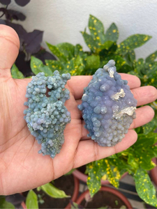 Large Grape Agate <b>Crystal</b> Set 2 | Natural Purple Blue <b>Raw</b> Druzy Gemstone | Polished Feng Shui Collector Display Pair | Love Home - Product Image 4