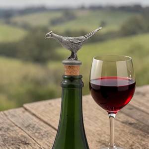 Bouchon de bouteille de vin en laiton fait main, motif faisan, avec bouchon en liège réutilisable, sûr pour les aliments, personnalisable, design oiseau - Product Image 1