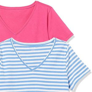 Camisetas de Manga Corta con Cuello en V para Mujer, Corte Ajustado, 100% Poliéster, Cómodas para Toda Temporada, Lisas para Sublimación Personalizada, Pakistán - Product Image 5