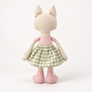 Muñeco de Peluche de Gato Bordado a Mano de Algodón con Falda a Cuadros Verde, Suave y Cosido, para Regalo de Cumpleaños o Decoración de Dormitorio - Product Image 5