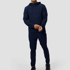 Ensemble de survêtement coupe-vent d'hiver personnalisé pour homme, avec empiècements, grande taille, en polyester et coton, séchage rapide, tenue de sport décontractée - Product Image 1