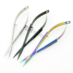 RMI Plasma Color Curved Stainless Steel Brow Scissors Sharp Tip Beauty <b>Tool</b> Right Handed <b>Makeup</b> Scissor For Eyebrow Grooming - Product Image 5