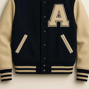 Veste universitaire de qualité supérieure en gros, veste brodée de style Letterman, corps en laine avec manches en cuir - Product Image 4