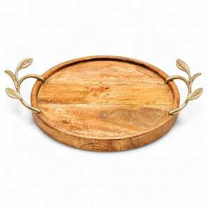 Factory Supply Wood Serving Tray With Metal <b>Twig</b> Handles Vintage Desktop Organizer Platter <b>For</b> Home <b>Decoration</b> & Wedding - Product Image 6