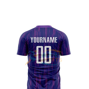 Ensemble de maillots de foot personnalisables pour hommes adultes, 100 % polyester, légers et à séchage rapide, rayés violets, sublimés - Product Image 6