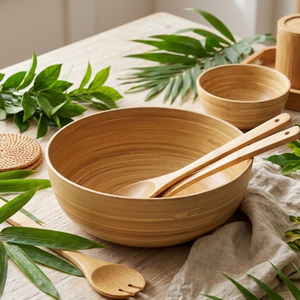 Grand saladier en bambou naturel, centre de table pour comptoir de cuisine, rangement de fruits et légumes, décoration intérieure, cadeau écologique - Product Image 5