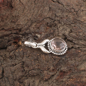 Collier pendentif en argent sterling 925 plaqué platine vintage en quartz rose naturel, charme en cristal rose en forme de cœur, pierre précieuse unisexe - Product Image 3