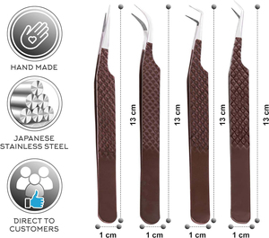 Ensemble de pinces à cils professionnelles de précision en acier inoxydable anti-magnétique de 10 mm, pointe lisse, application de cils volumineux - Product Image 6