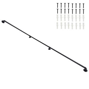 Corrimano per Scale da Cortile in Ferro a Tre Sezioni da 3,65 m, Nero, Dispositivo di Assistenza per Cortili - Product Image 1