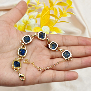 Luxury statement <b>bracelet</b> mohave sapphire <b>copper</b> turquoise link <b>bracelet</b> 18k gold plated brass jewelry women fashion <b>bracelets</b> - Product Image 5